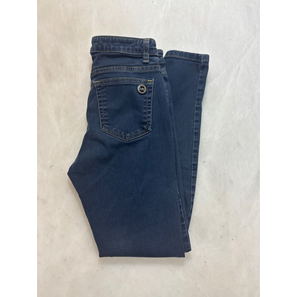 Michael Kors Girls Jeans Size 6 Dark Wash Denim Pants MK Logo‎ Pocket